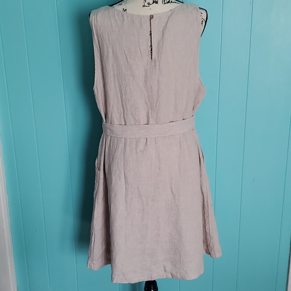 Tahari 100% Linen A Line Sleeveless Dress - Picture 5 of 14